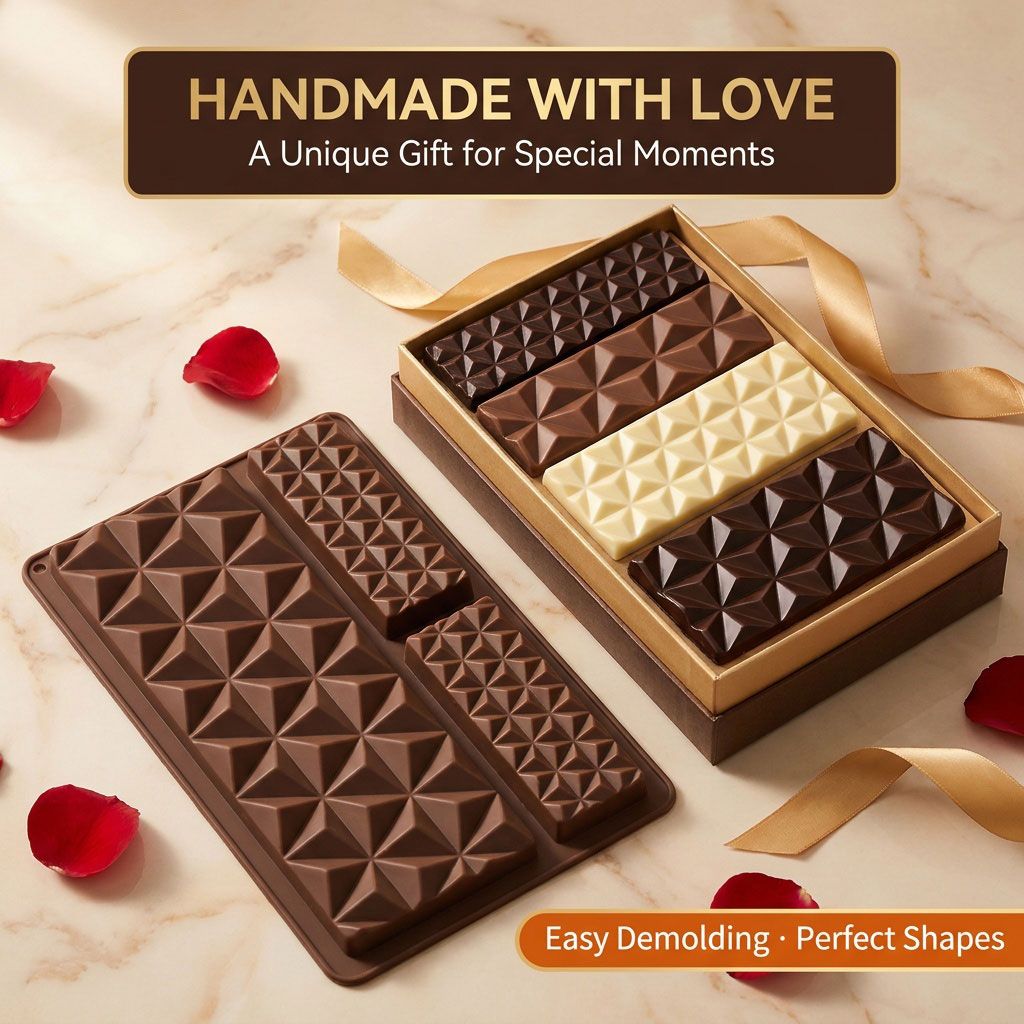 Silicone Mold Tray - 2-in-1 siliconen chocoladereepvorm, herbruikbare rechthoekige bakvorm