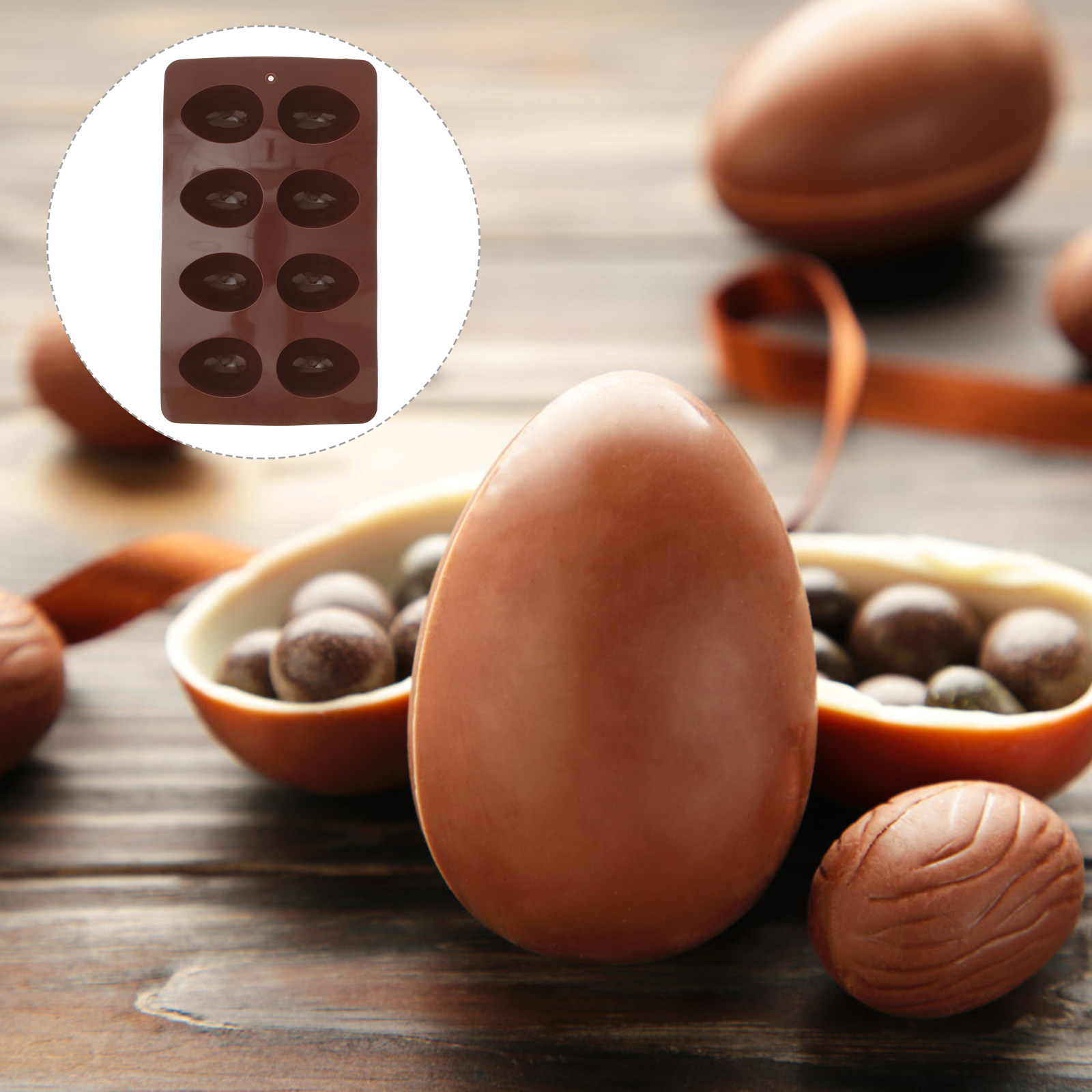 Silicone Mold Tray - 8-vormige siliconen chocoladevorm voor paaseieren, antiaanbak,