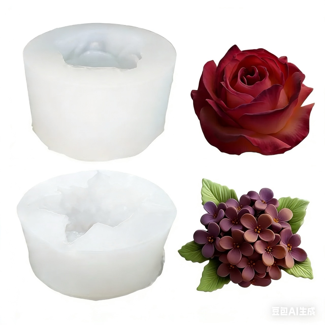 Resin Craft Ideas - 2-delige 3D Rose Lilac Flower siliconen