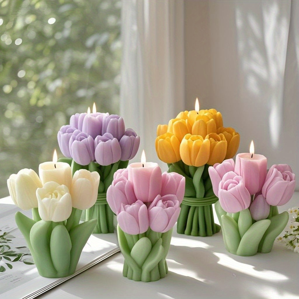 Resin Craft Ideas - 3D Tulp Boeket Siliconen Kaars Mallen