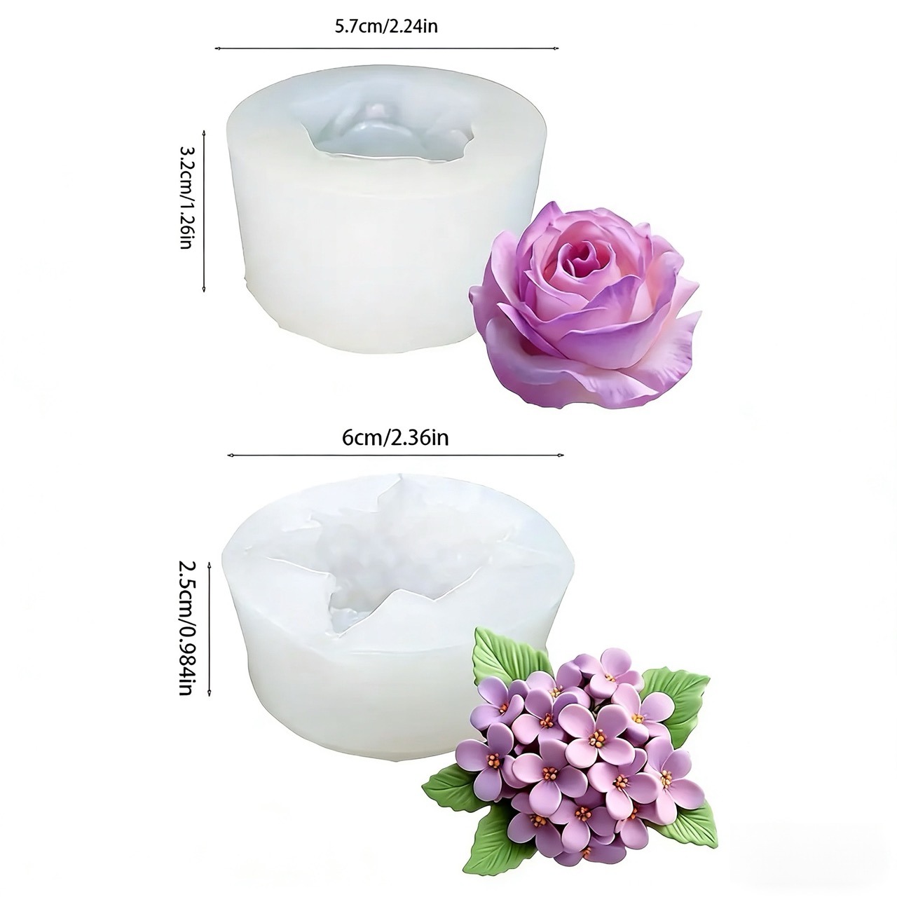 2-delige 3D Rose Lilac Flower  - Resin Craft Ideas recensie en prijs
